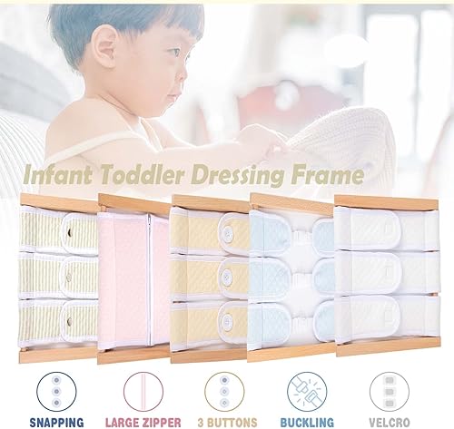 Miniatura 2 de Montessori - Juguetes de madera para vestirse, tabla de aprendizaje para aprender habilidades básicas de vestir botones, broches de presión,