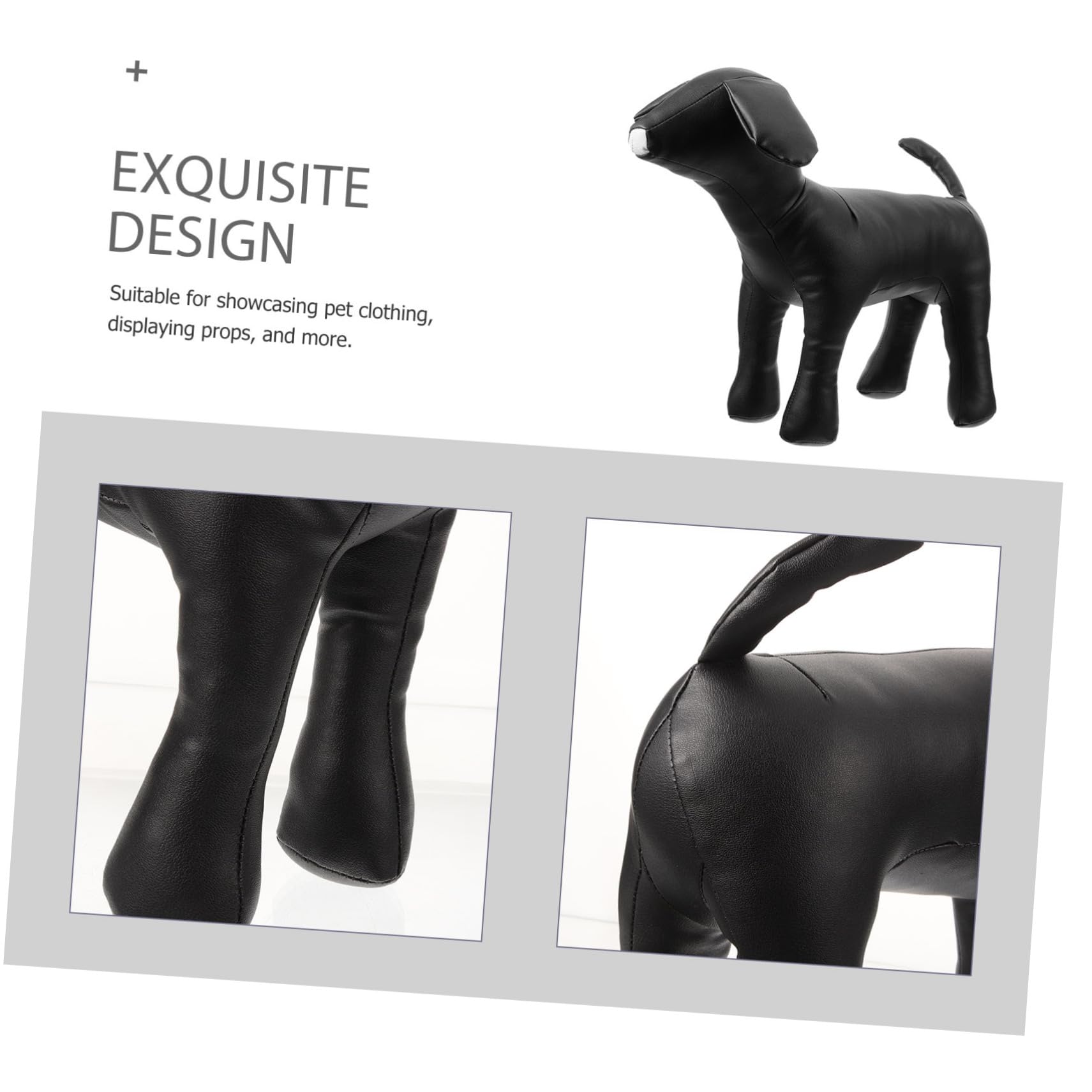 Mannequin de Chien en Cuir PU Noir pour Vêtements d'animaux, Modèle Polyvalent et Facile à Nettoyer, pour Présentation et Exposition de Produits Canins