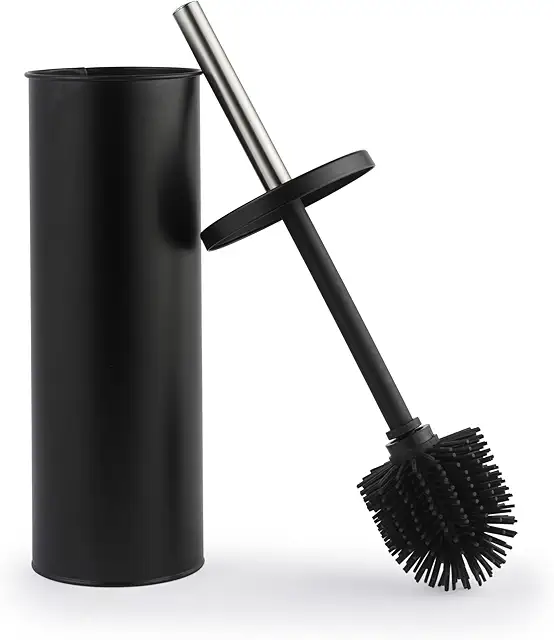 Brosse WC Beldray avec support - Silicone anti-rayures, design discret - Noir
