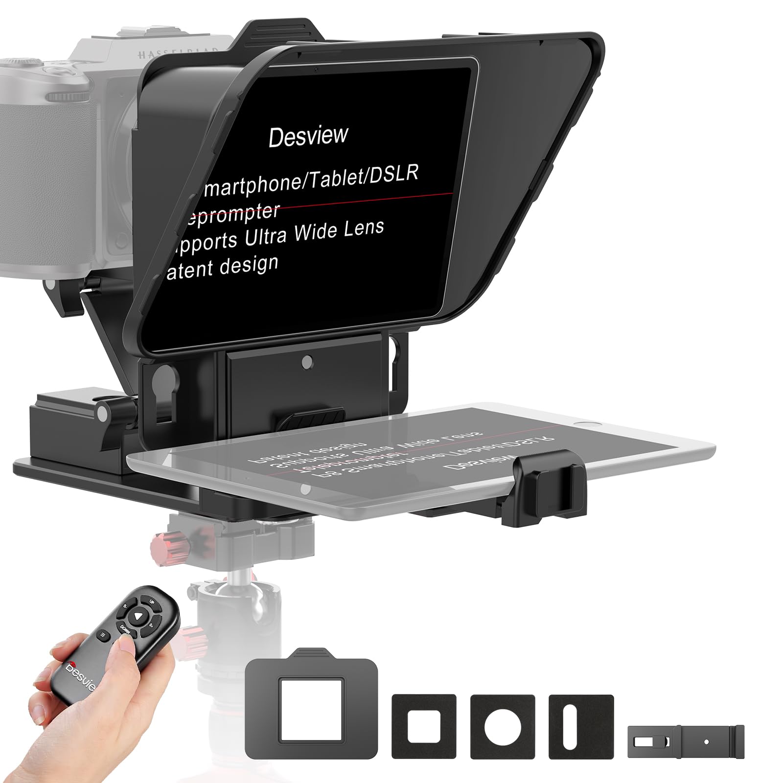 Desview P8 Téléprompteur pour iPad/Tablette/Smartphone jusqu'à 10" et Caméra DSLR Webcam avec Télécommande et Application iOS/Android, Idéal pour Le Cinéma, Streaming en Direct et Vlogging