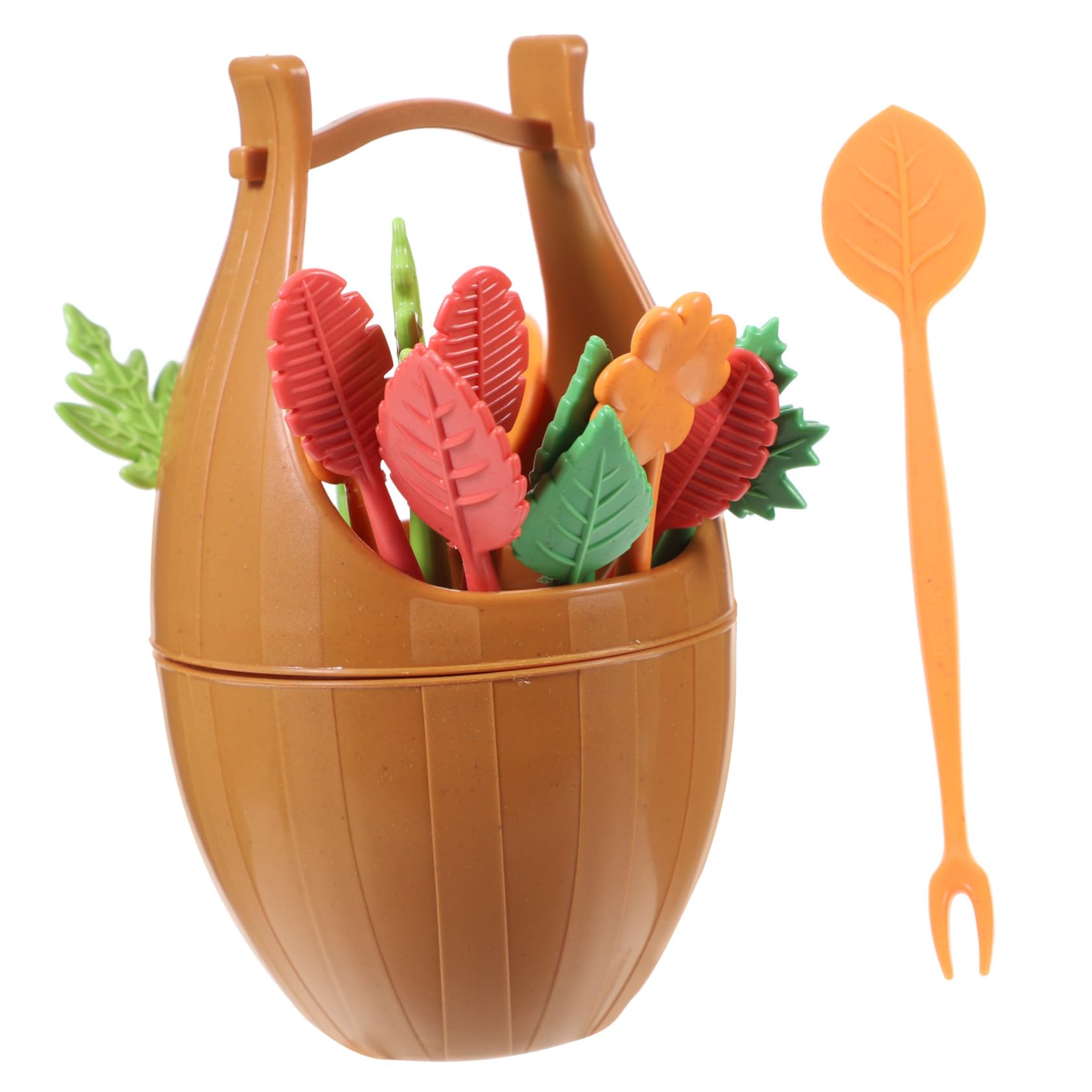 Cabilock Salad Fruit Picks 17pcs Leaf Fruit Forks Leaves Nonporous High-density Safe for Kitchen Use Orange