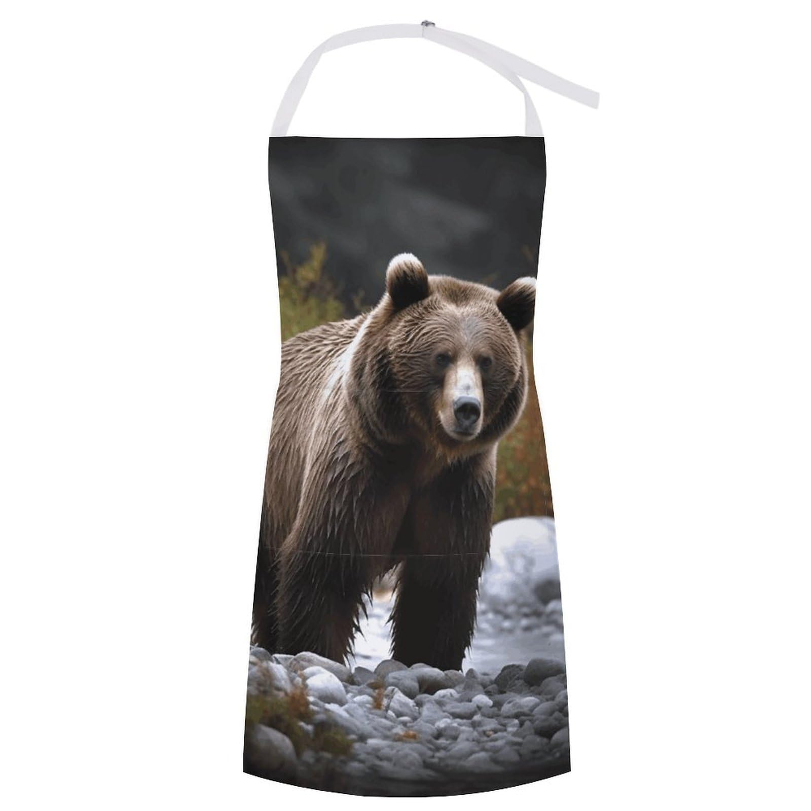 Bfgwk Unisex Style Kitchen Apron An Apron With Brown Bear Printing Pockets Funny Apron For Cooking And Baking, 70X80cm