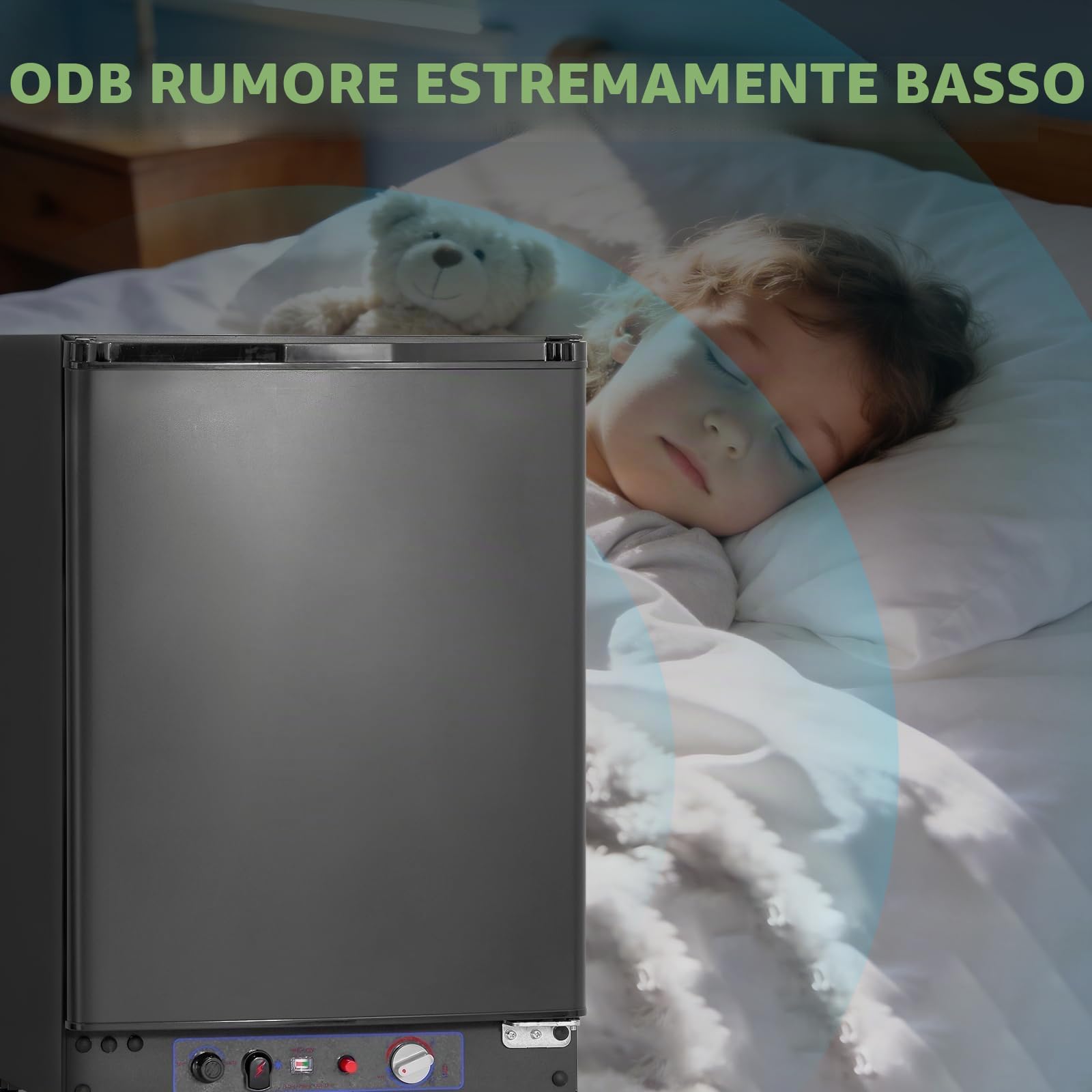 SMETA Frigo 12V/220V/Gas 60L Mini Frigo da Camera Hotel da libera installazione ad Assorbimento, Silenzioso 0 Decibel