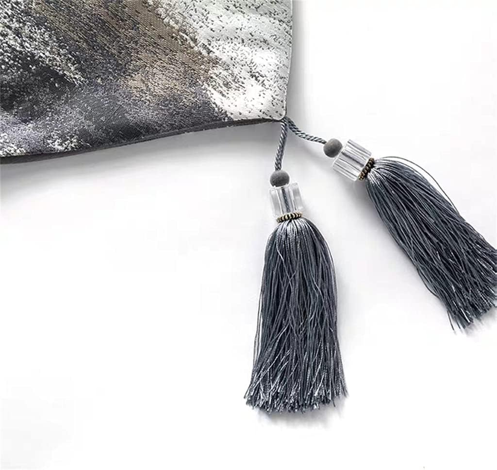 JSEIAJB Sliver Polyester Fabric Table Runner Table Runners with Tassel Wedding Banquet Decoration(12.6*82.7in)