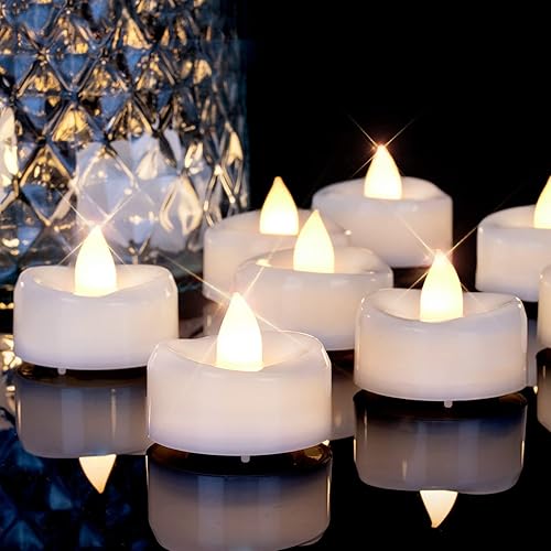 Velas sin llama, paquete de 12 velas LED falsas, velas a pilas con temporizador automático de 6 horas para Halloween, Navidad y bodas, 1.5 x 1.25