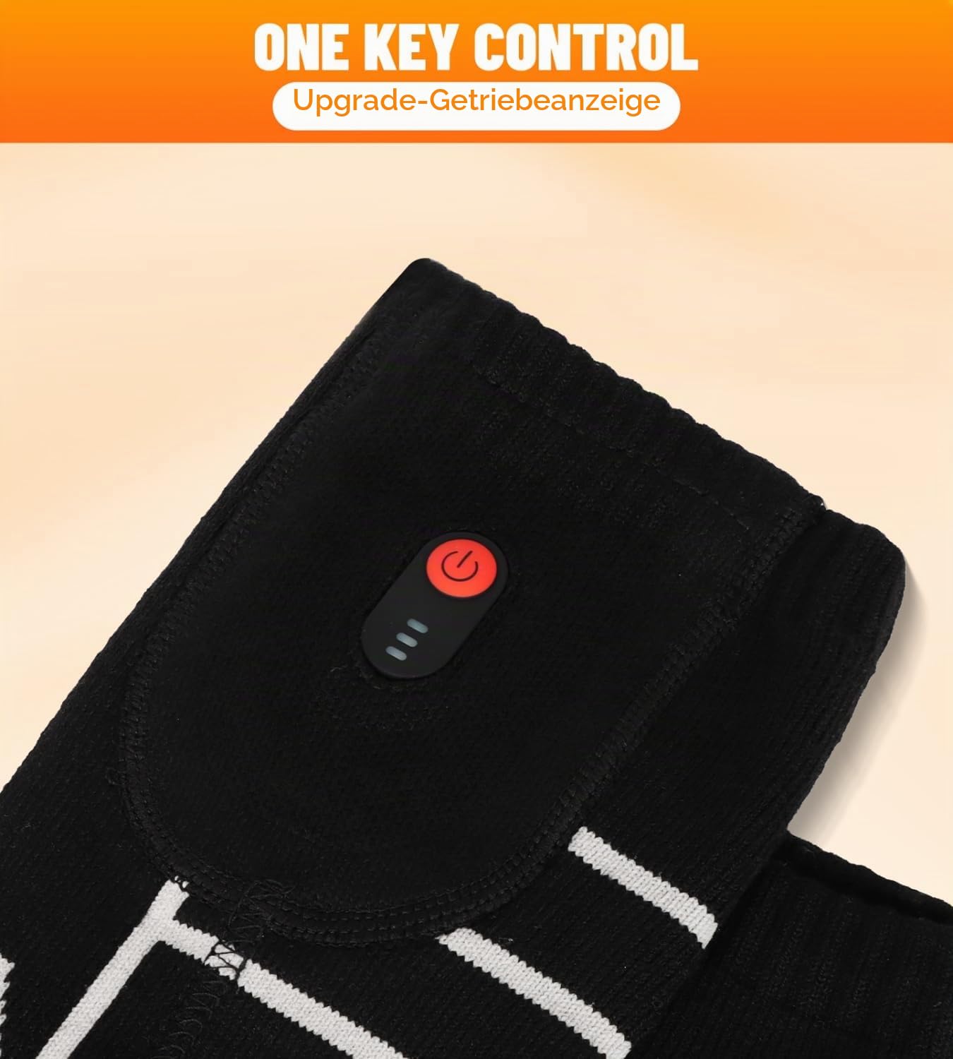 FREEHILL Merinowolle beheizte Socken für Männer Frauen, One-Click Control wiederaufladbare kaltes Wetter Knie-hohe Socken (Schwarz, L)