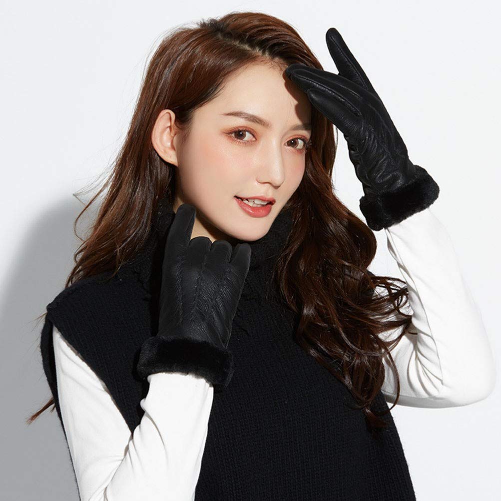 DaMuZ Womens Classic Touchscreen Texting Gloves Winter Warm Driving Leather Gloves Motorcycle Gloves Work Gloves, For Cycling, Riding, Running, Outdoor Sports