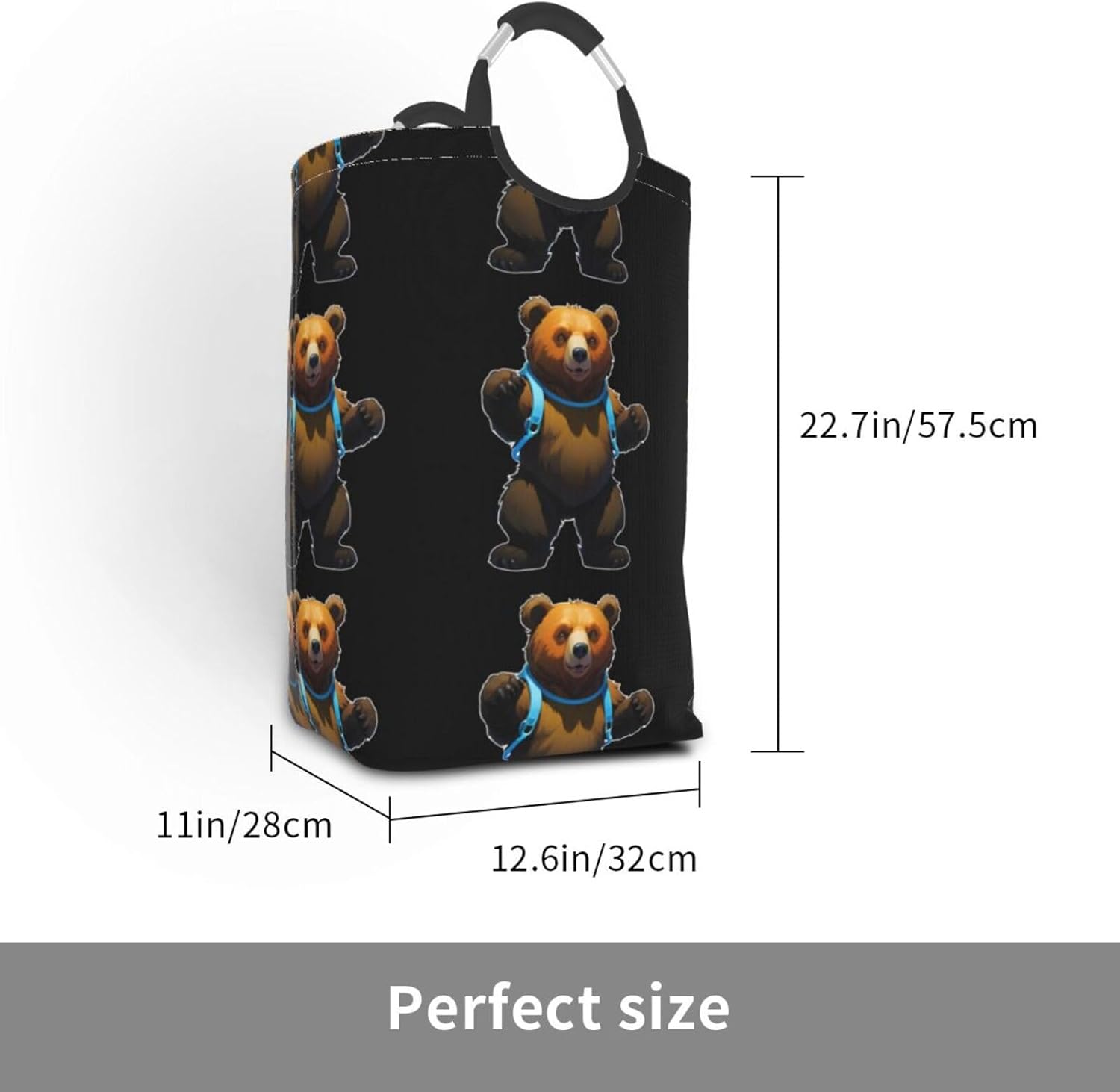 Carabiner Bear Foldable storage bag, 50L capacity, suitable for laundry room, dormitory bedroom, dirty clothes storage basket.