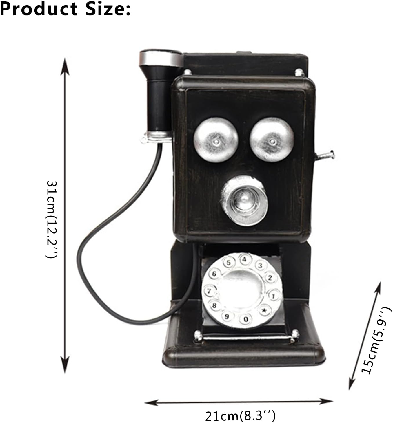 Wall-Mounted Retro Antique Telephone Decorative Phone Rotary Dialing Pad Telephone Decoration Props,Black
