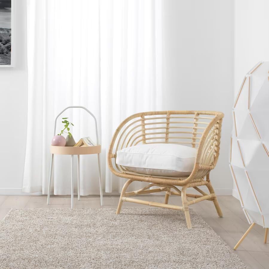 Image of IRA Papasan Comfortable Recliner Chair with Cushion | Folding Wooden Chair Supports 120kg | Velvet Fabric | for Living Room, Balcony, Bedroom, Garden, Entrance | Relaxing Lounge Seat (IRAChair004)