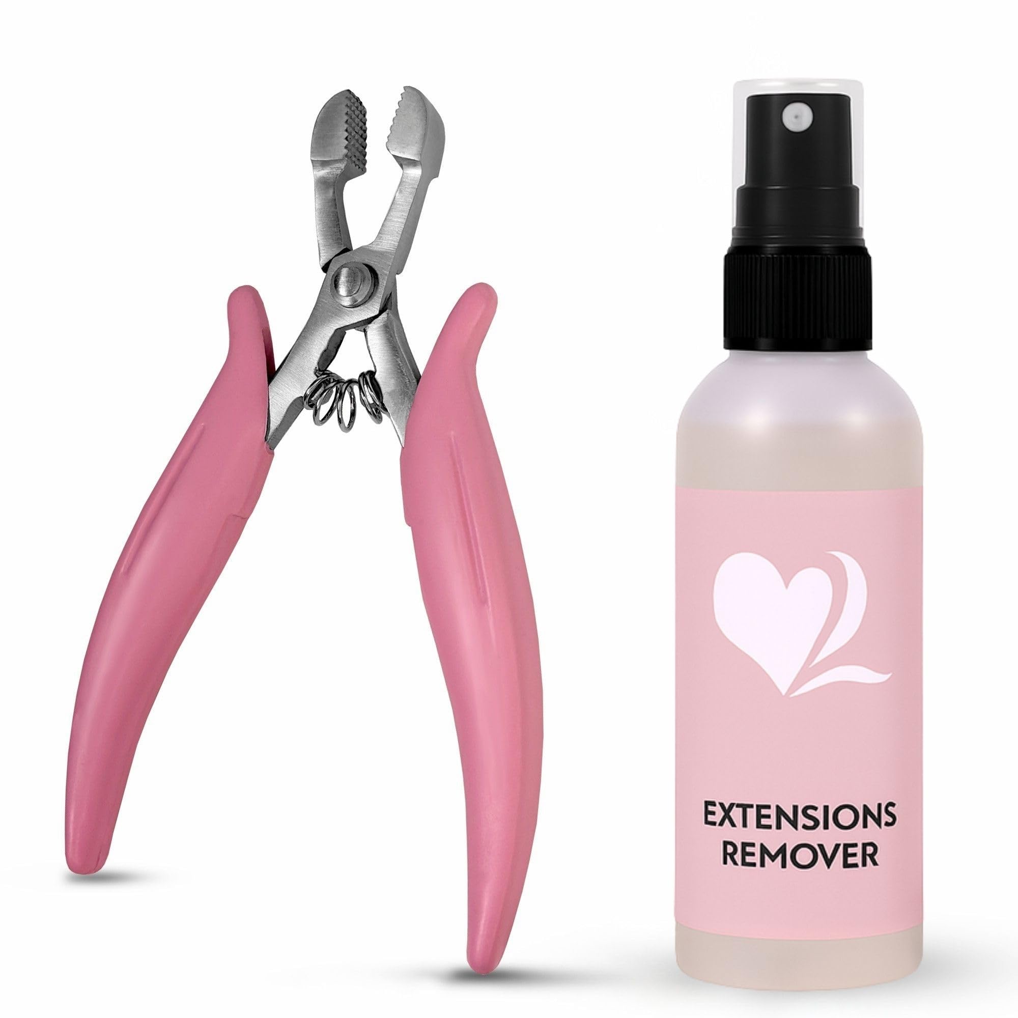 hair2heart Kit rimozione extension capelli con pinze e solvente di incollaggio - Facile rimozione delle extension a cheratina e a nastro - Formula a base di alcol