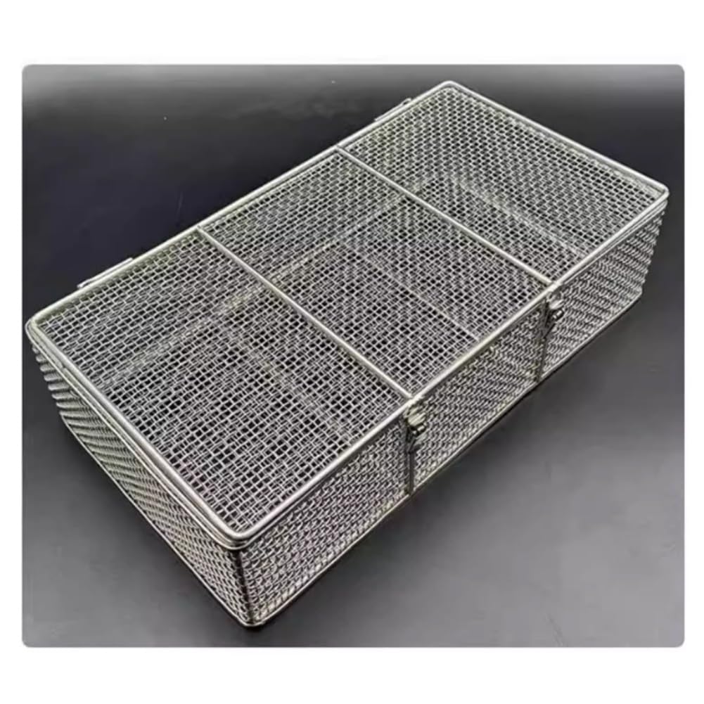 Cesta de esterilización de instrumentos, acero inoxidable 304 con tapa, malla de 4 mm, perfecta para uso en hospital y laboratorio, duradera y segura para instrumentos médicos