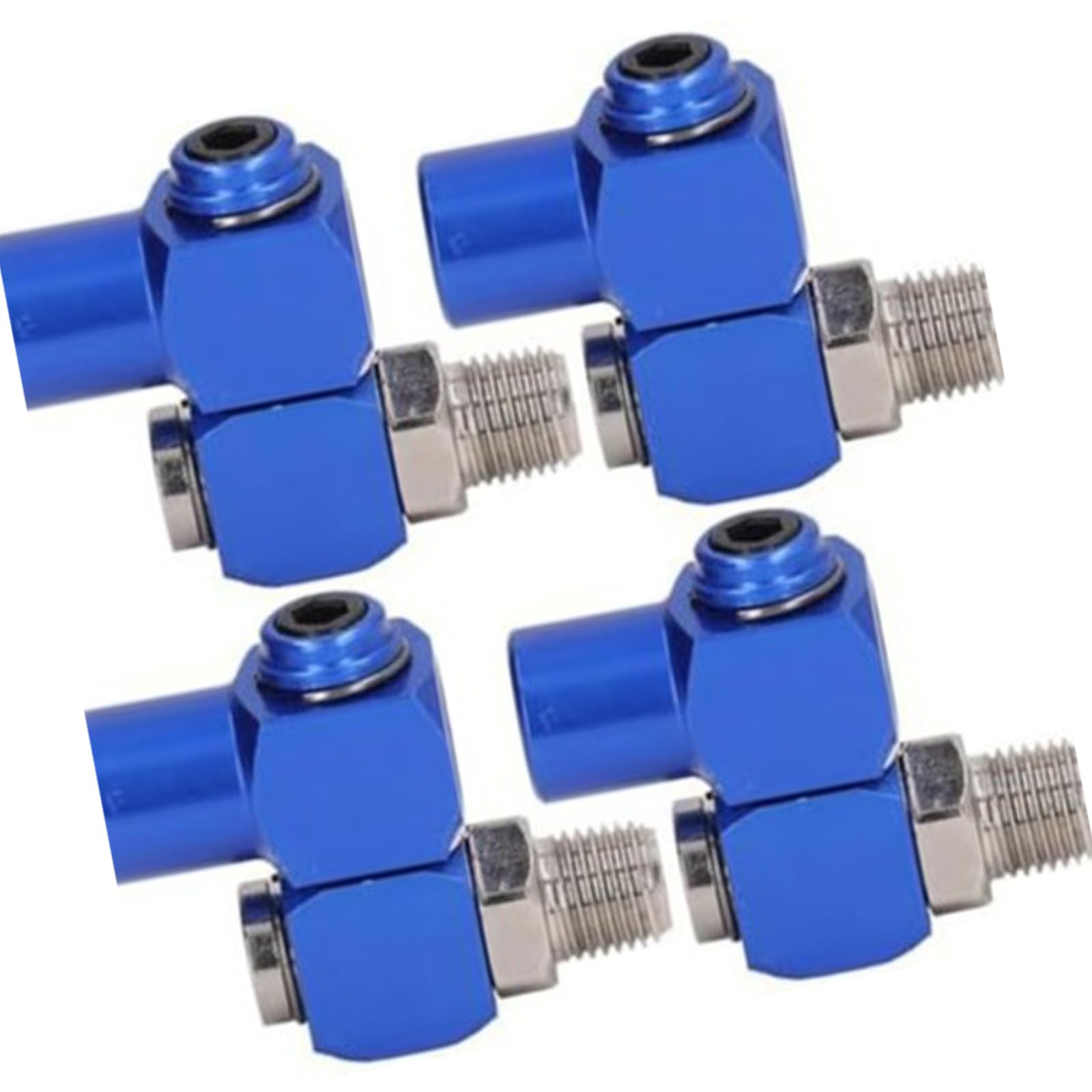 Limtula Blue 4Pack 360 Degree Rotating Air Connector Light Weight Aluminum Pneumatic Swivels Joints Easy Installation Pneumatics Swivels Joints
