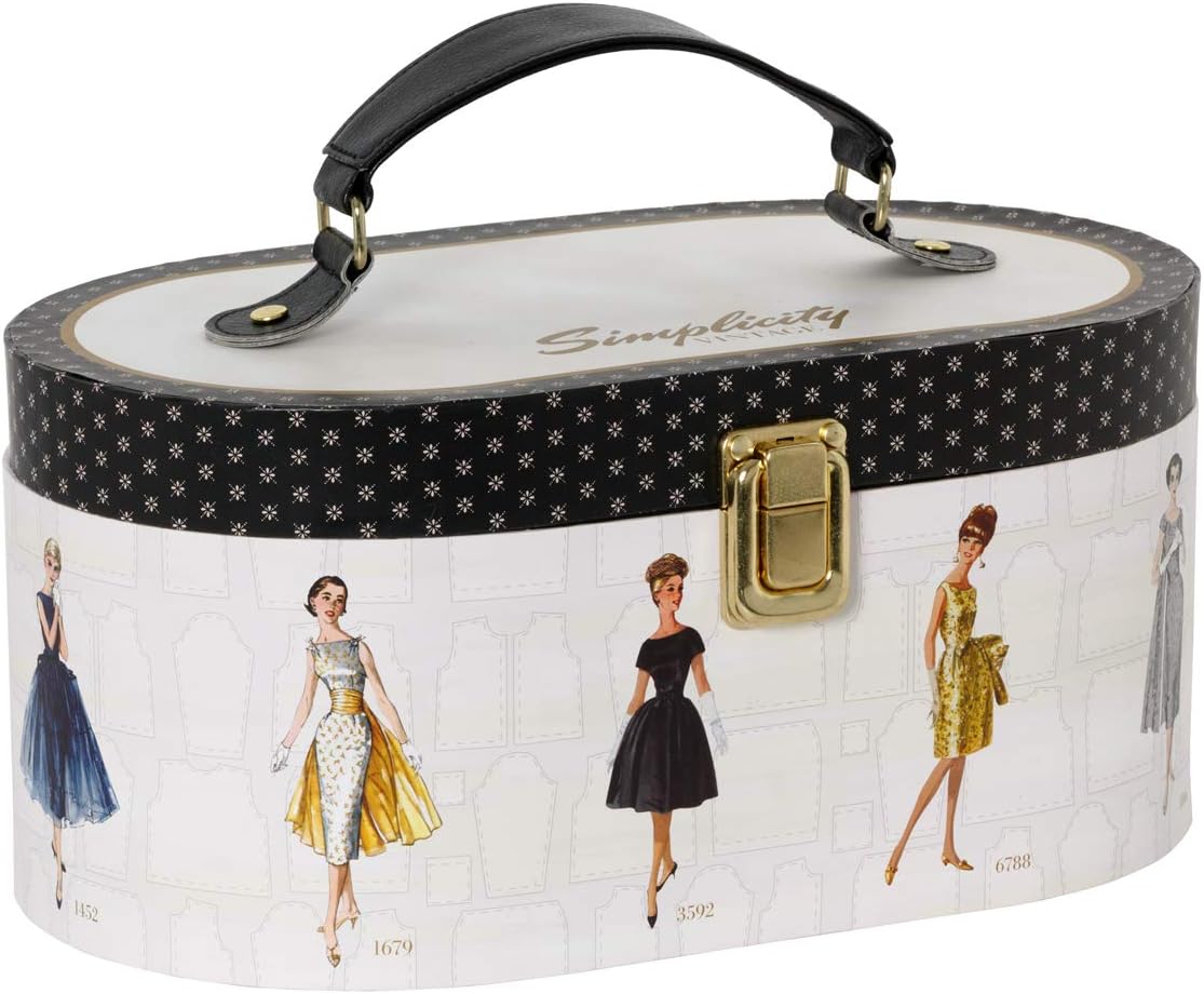 Simplicity ヴィンテージ裁縫収納ボックス 目印付き ブラック 段ボール マルチ ワンサイズ