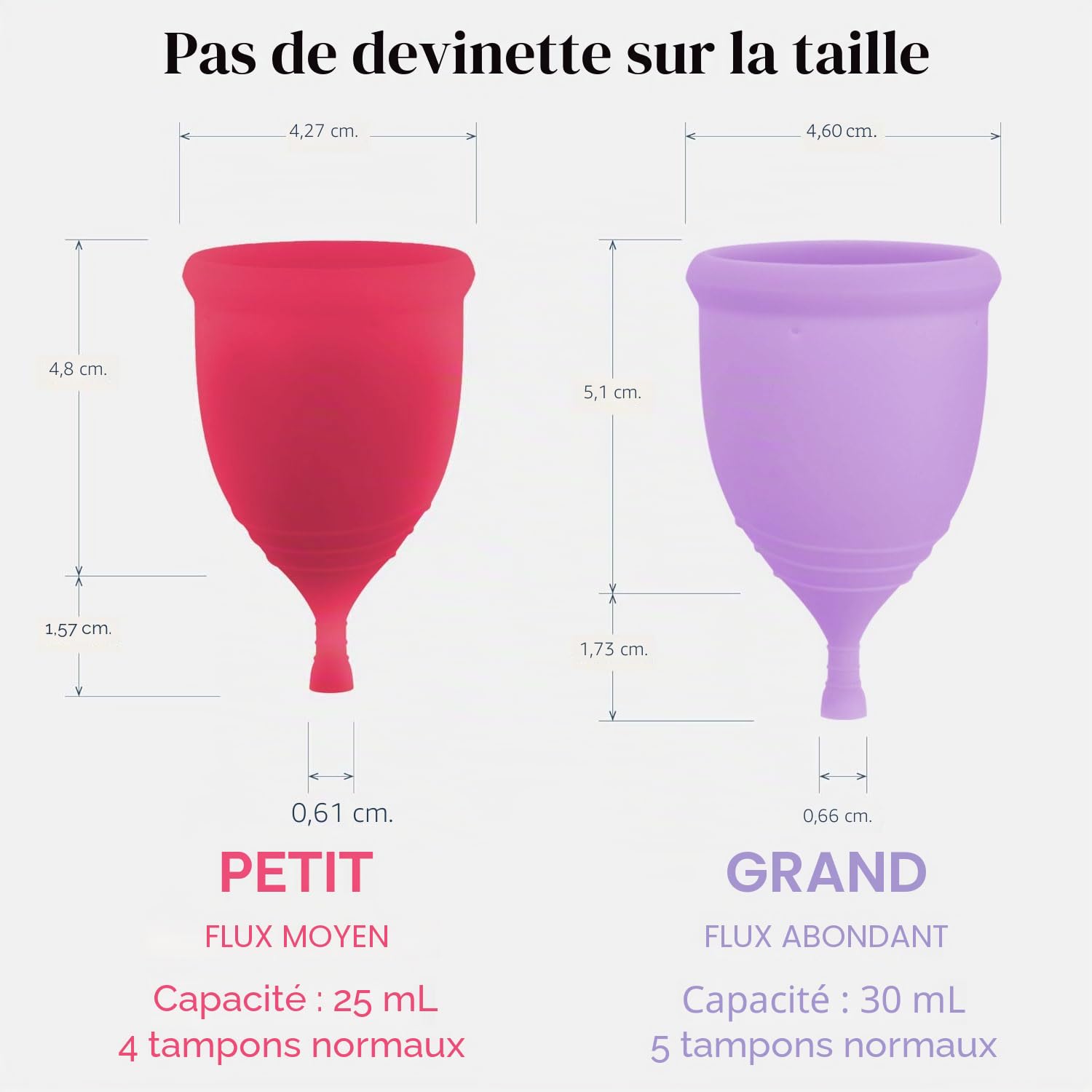 Lot de 2 coupes menstruelles et applicateur – Sans métaux ni toxines – 100% silicone de qualité médicale – Coupe menstruelle la plus douce et réutilisable – Inserts comme un tampon – Capacité de 4 et