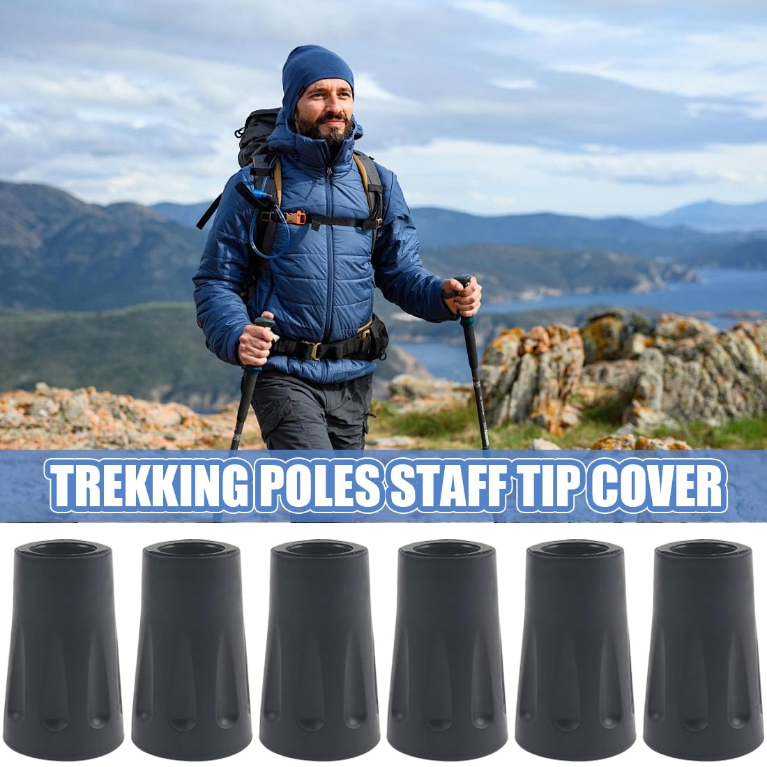 6PCS Gommini per Bastoncini Walking Universale, Bastoncini da Trekking, Bastoncini Nordic Walking Pads, Ricambi Bastoncini Trekking, per Tutti i Bastoncini da Trekking Comuni