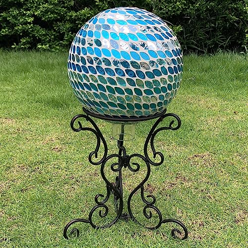 9" Metal Gazing Ball Stand, Scroll Gazing Globe Stand For 10 Or 12 Inches Garden