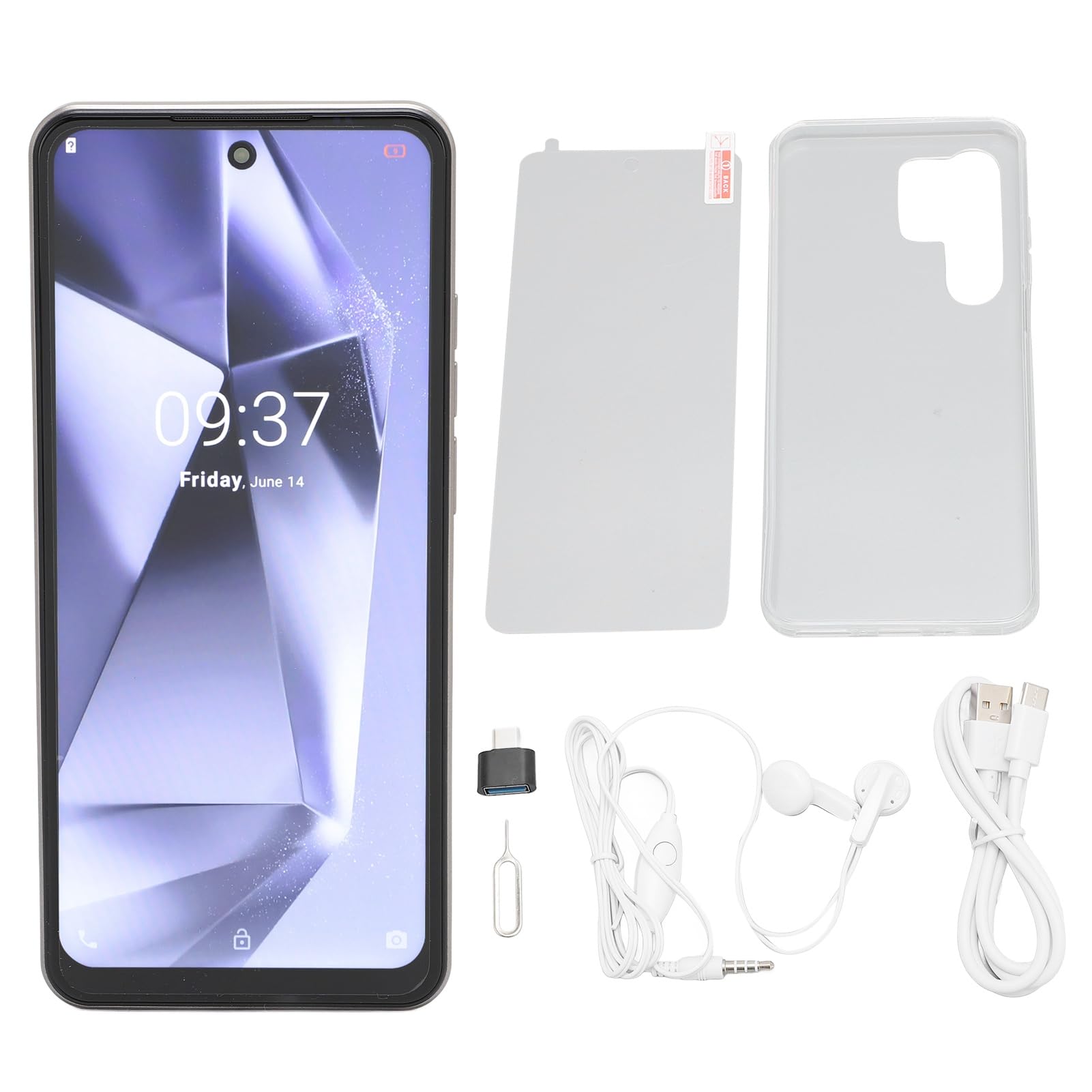 ASHATA Smartphone da 6,8 pollici, Quad Core 6 + 64 GB, Face Unlock, schermo HD, telefono cellulare 3G con 14, per giochi e intrattenimento (viola)