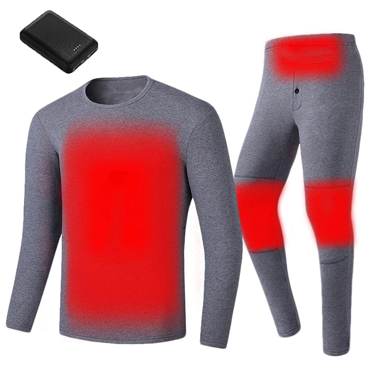 Conjunto de Ropa Interior térmica eléctrica con batería Externa, 4 Zonas para Hombre