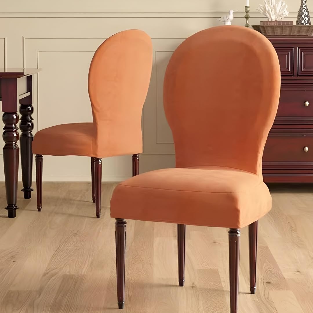 Lot de 6/4/2 housses de chaise de salle à manger en velours de style rustique pour cuisine, chambre à coucher, salle à manger, décoration de campagne française (lot de 2)