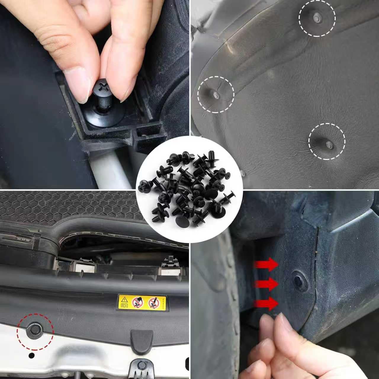 200 PCS Car Bumper Retainer Clips, 6 Type Nylon Fasteners Rivet Replacement Kit, Push-in Screw Bumper Push Rivet Clip, Suitable for Many Brands of Vehicles