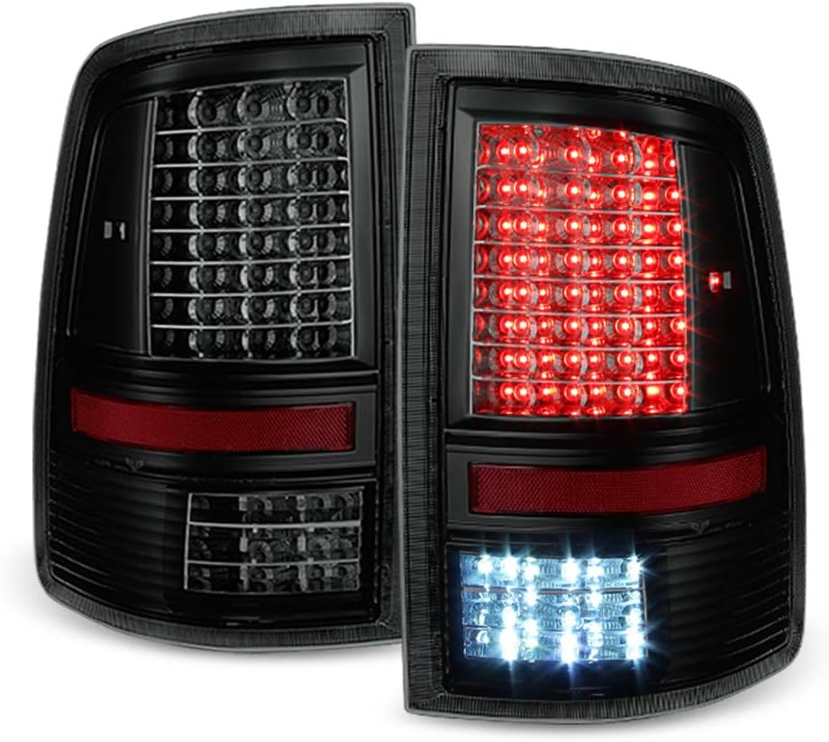 ACANII - For [Factory Incandescent Model] 2009-2018 Dodge Ram 1500 Black Smoked Full LED Tail Lights Lamps Left+Right