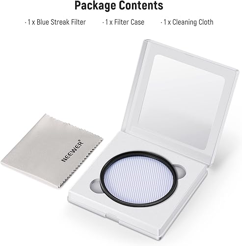 Miniatura 8 de NEEWER Filtro de rayas azules de 2.047 in, vidrio óptico HD giratorio de 360 , filtro de lente de efectos especiales de llamarada anamórfica, marco