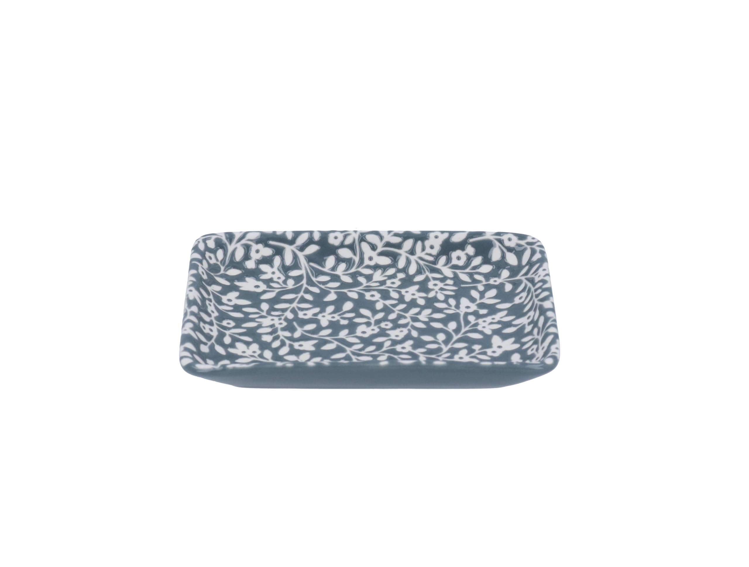 Gisela Graham Grey Ceramic Trinket Dish, Floral Pattern, Small