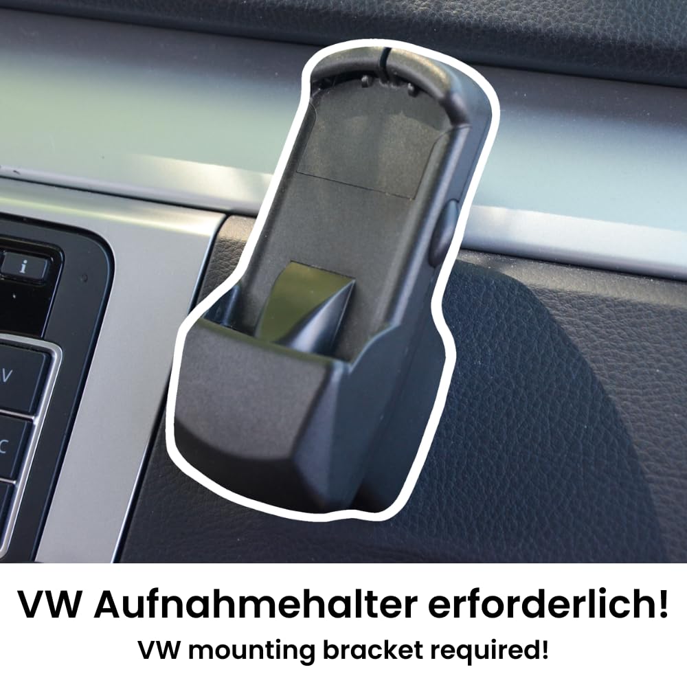 VW uchwyt na telefon komórkowy | dedykowany montaż | kabel do ładowania USB-C | pasuje do VW Passat, Golf, Touran, Polo, T5 (2003–2014)