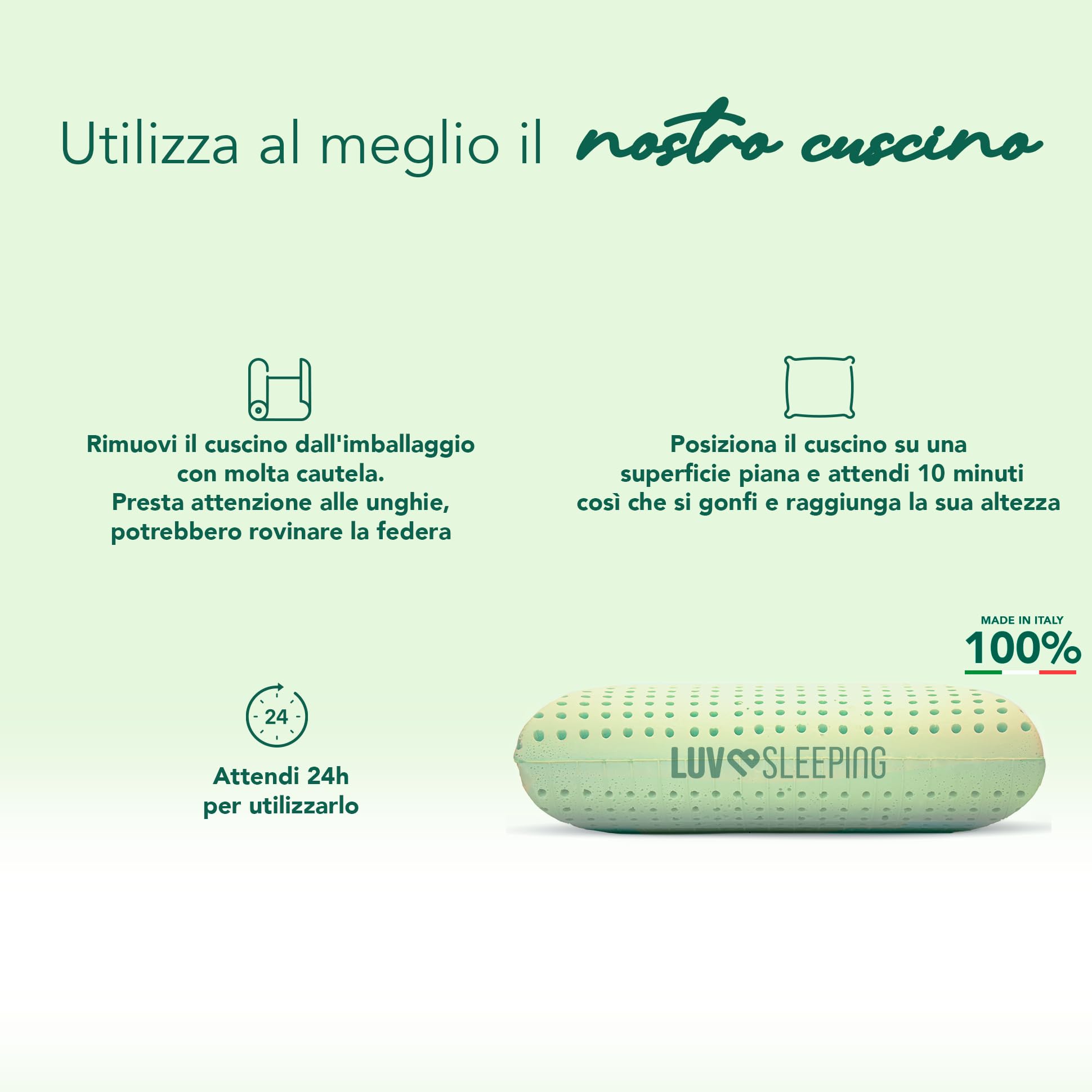 LUVSLEEPING - Cuscino Memory Foam Alto 15 cm Antirussamento Antireflusso in Aloe Vera Morbido e Traspirante con federa in Bambù Anallergica | Cuscino Memory Foam Cervicale Ergonomico. Made in Italy