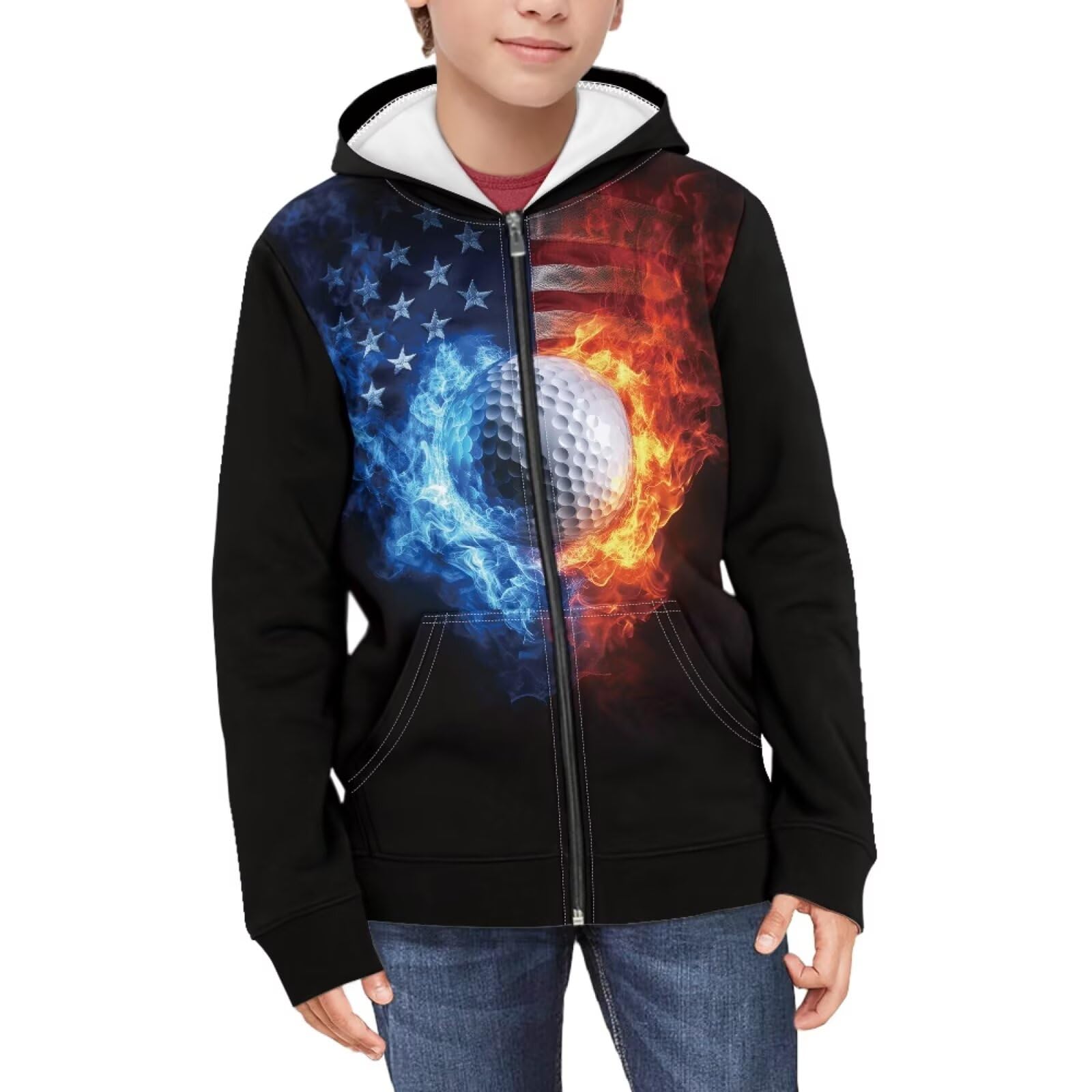 Coloranimal Unisex Girls Boys Long Sleeve Casual Hoodies &amp; Sweatshirts Tops Kids Zip Up Jacket Coat Age 6-16 Year