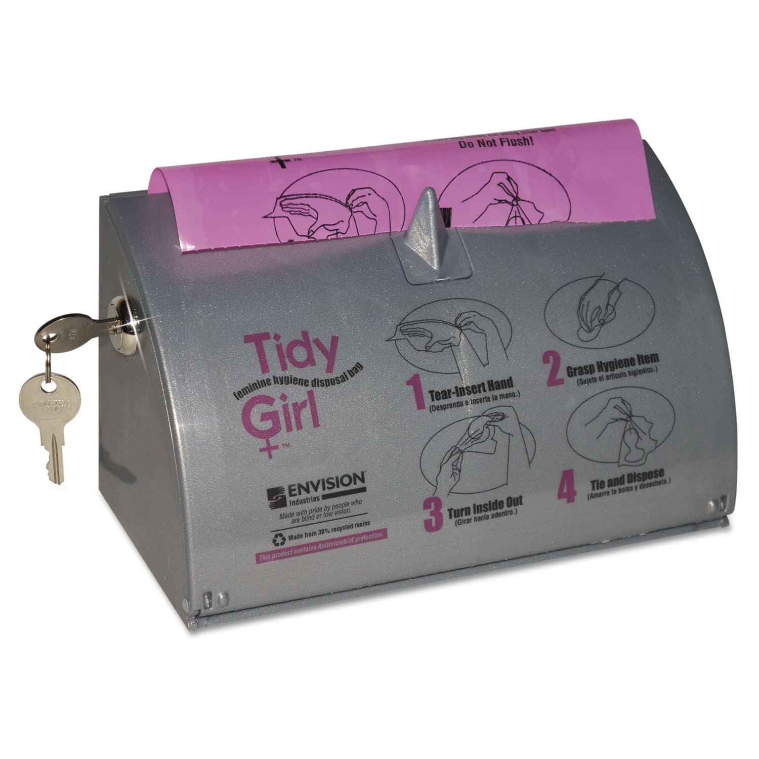 Tidy Girl Plastic Feminine Hygiene Disposal Bag Dispenser, Sold as 1 Each