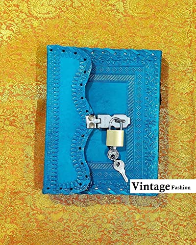 Image of Vintage Fashion Leather Diary For Men Genuine Antique Handmade Office Use Paper Notebook Journal With Craft Lock And Key Boy And Girl 7 X 5 Inch, 200 Pages