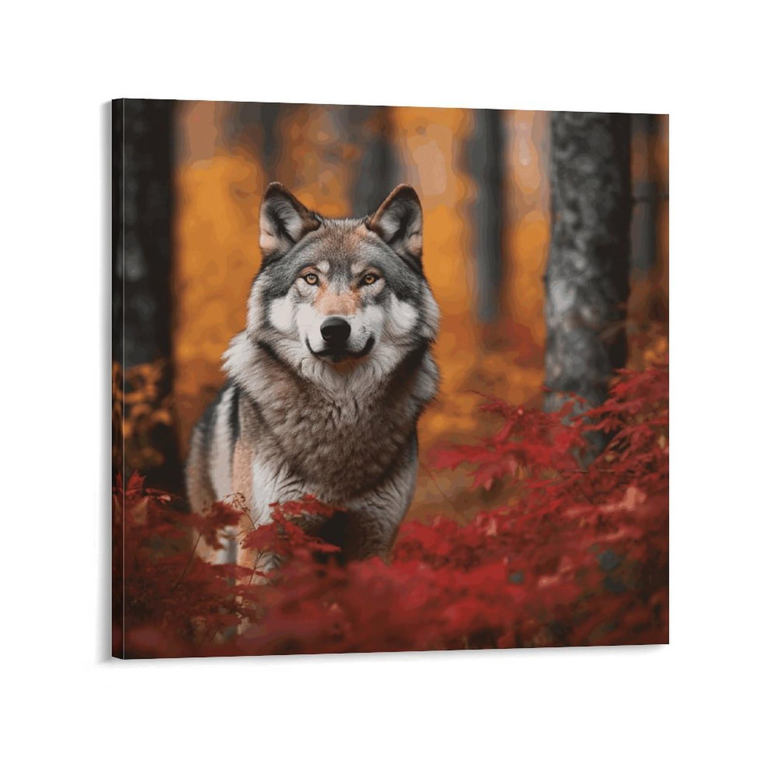 KLOPH Wolf Canvas Wall Art for Living Room 10x10inch Modern Artwork Painting for Bathroom Hanging Canvas Prints Aesthetic Wallart for Bedroom Kitchen Office Wall Decor