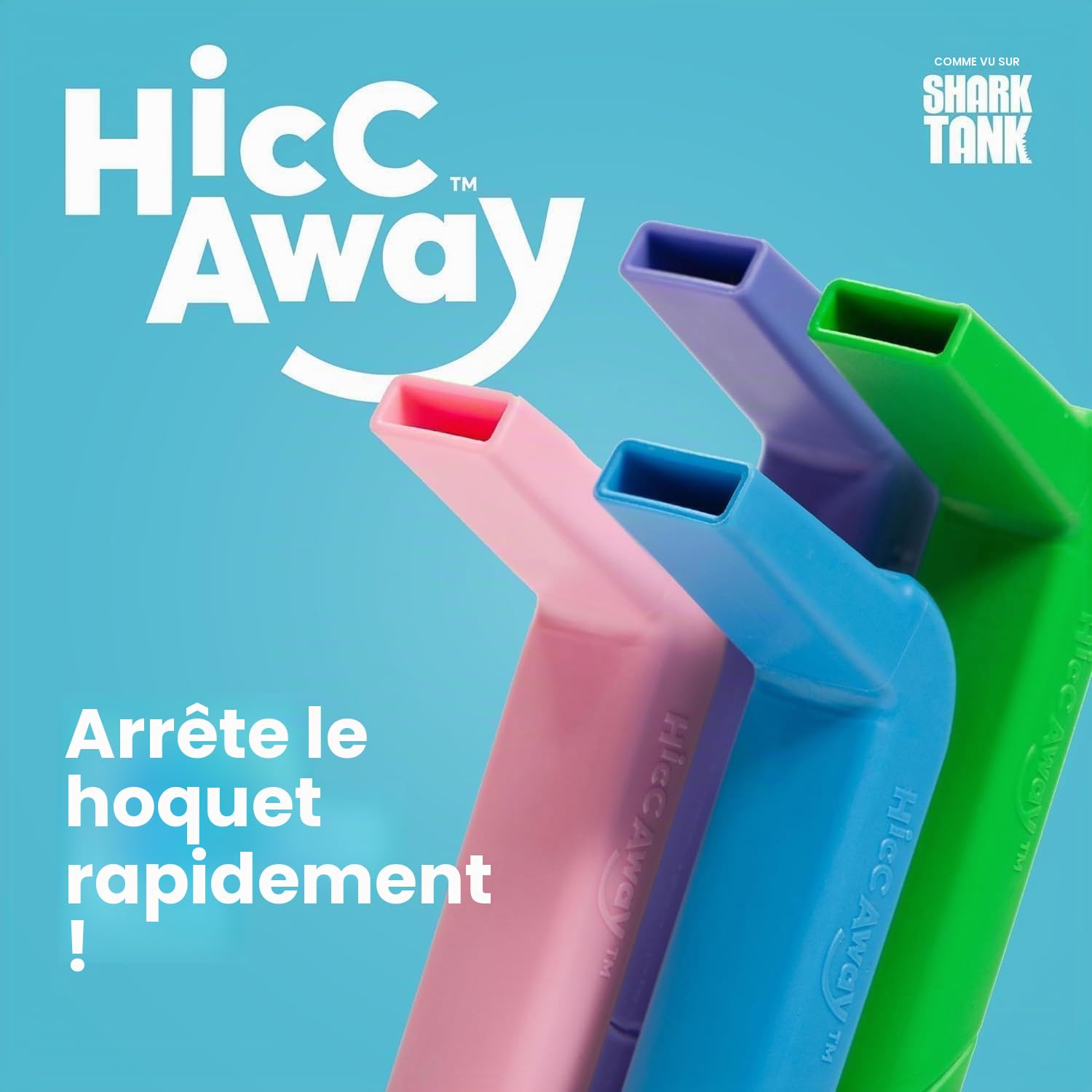 HiccAway Paille à hoquet – Arrête le hoquet naturellement et rapidement – ​​Soulagement cliniquement prouvé pour tous les âges, enfants et adultes – Sûr, léger et réutilisable (Malibu Bleu) 1 paquet