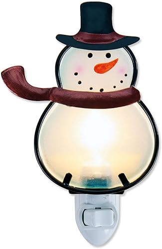Miniatura 1 de Current Luz nocturna decorativa con diseño de muñeco de nieve de vitral, 6 pulgadas de alto, decoración de Navidad para vacaciones de invierno