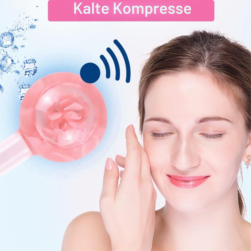 Eiskugeln für Gesichtsbehandlungen, straffen die Haut und reduzieren Schwellungen, kalte oder heiße Hautmassagegeräte, Eiskugeln für Gesicht verbessern die Durchblutung und dunkle Ringe (Rosa)