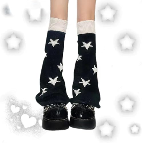 Miniatura 4 de Star Graphic Women Leg Warmers Y2k Gothic Knit Keen High Socks Grunge Punk Winter Cuffs Japanese Preppy Stockings