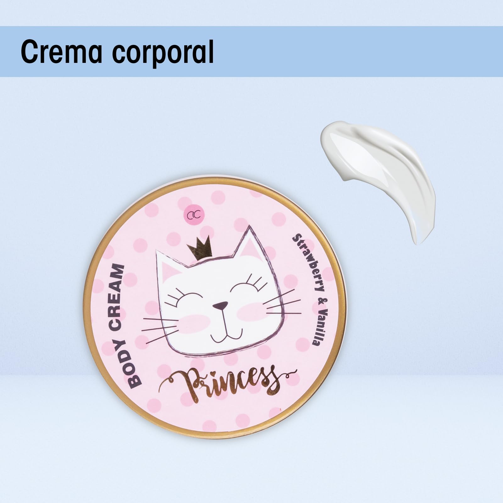 Accentra PRINCESS KITTY Juego de regalo baño mujer 250 ml gel de ducha loción exfoliante crema bombas baño esponja cesta fresa vainilla
