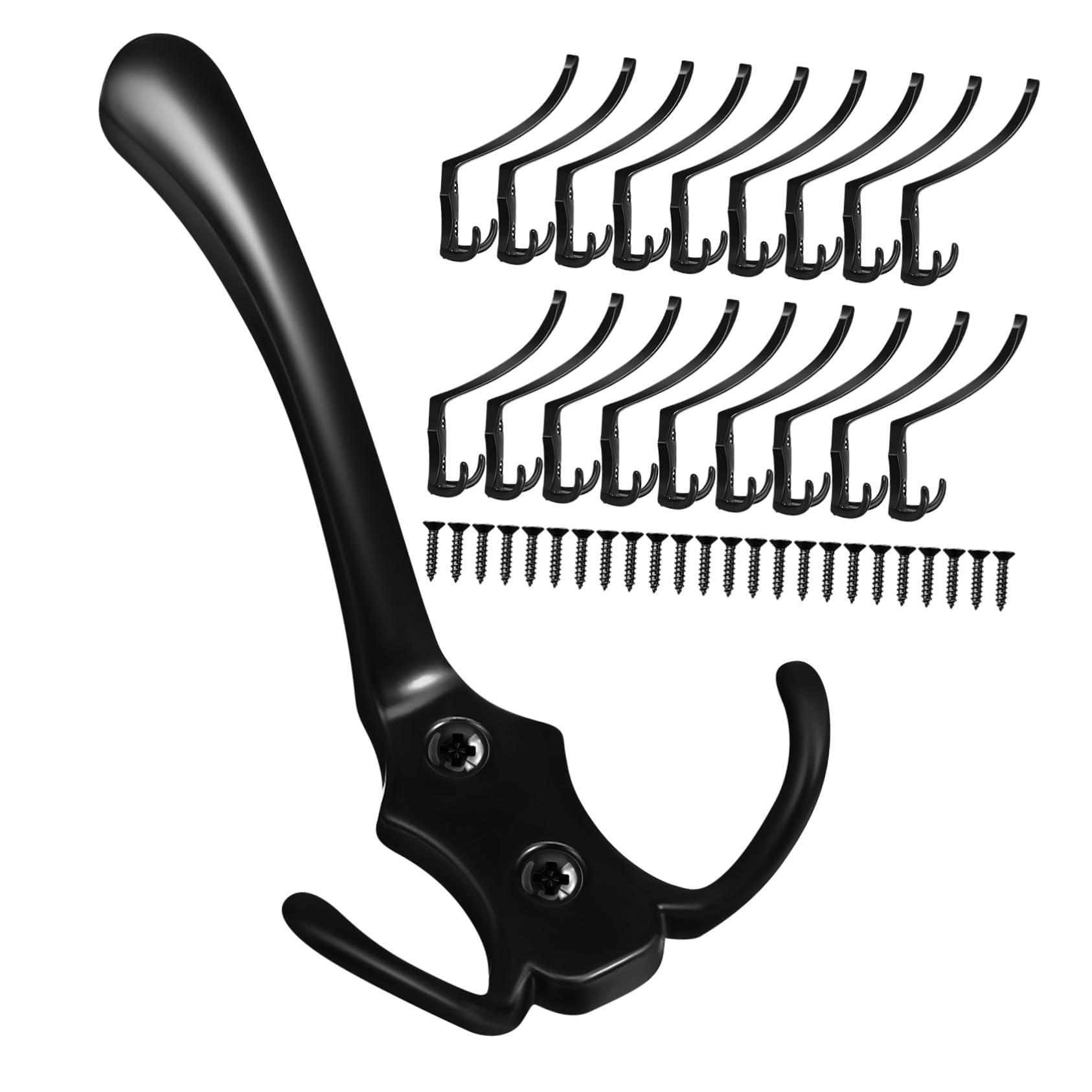 TOYANDONA Metall Kleiderhaken Einfache Montage aus Zinklegierung Schwarz 20 Stück Vielseitige Wandhaken Minimalistisches Design für Badezimmer und Handtücher