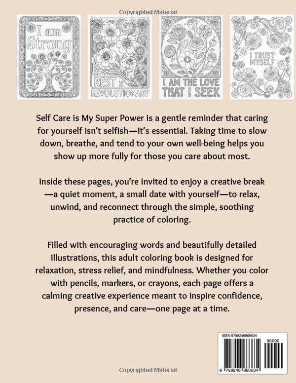 Self Care is My Super Power: An Adult Coloring Book For Finding Your Calm image 3