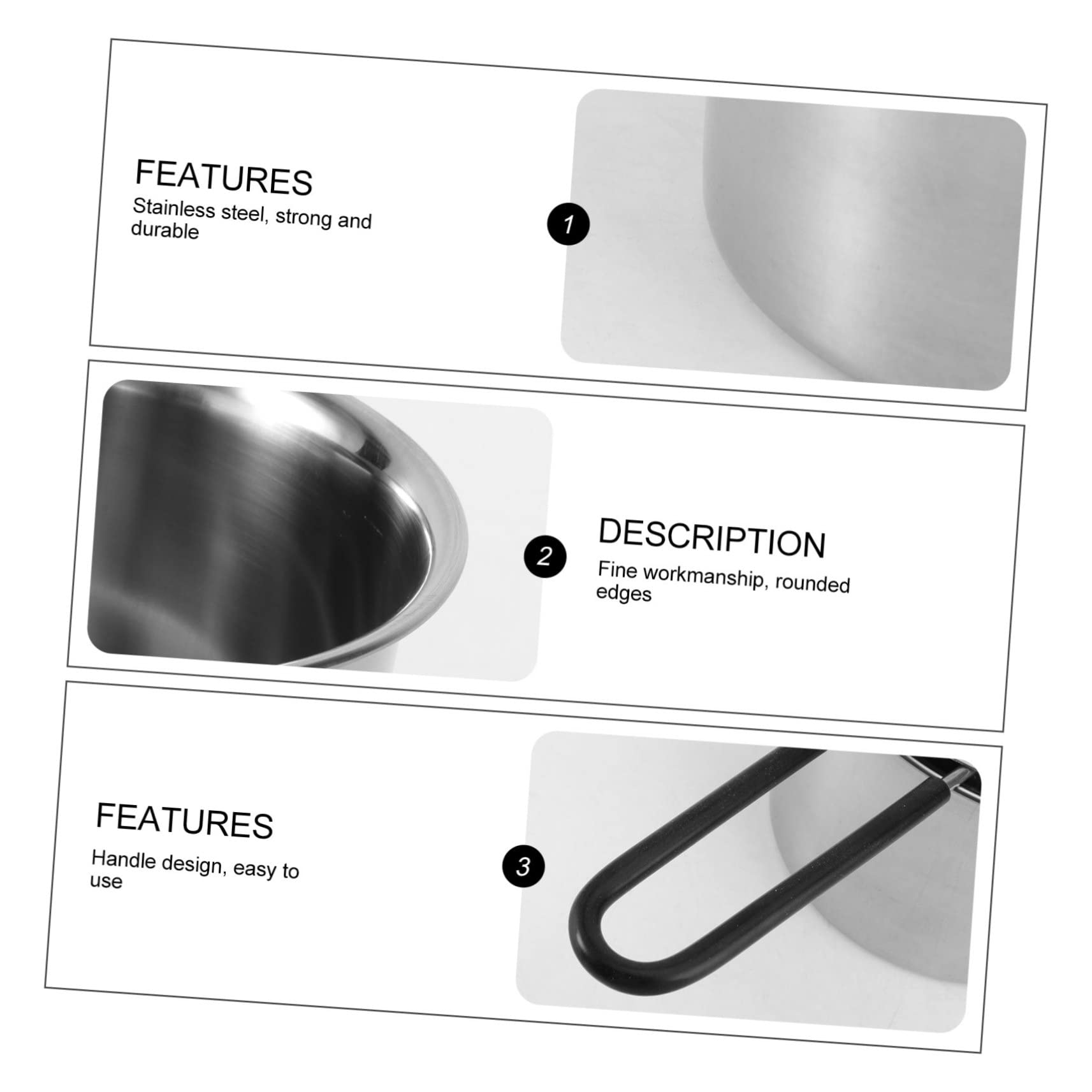 Set 2 Pentole da Fusione in Acciaio Inox per Cioccolato | Manico lungo Silicone, Finitura Argento, per Margarina e Preparazioni Dolciarie Artigianali