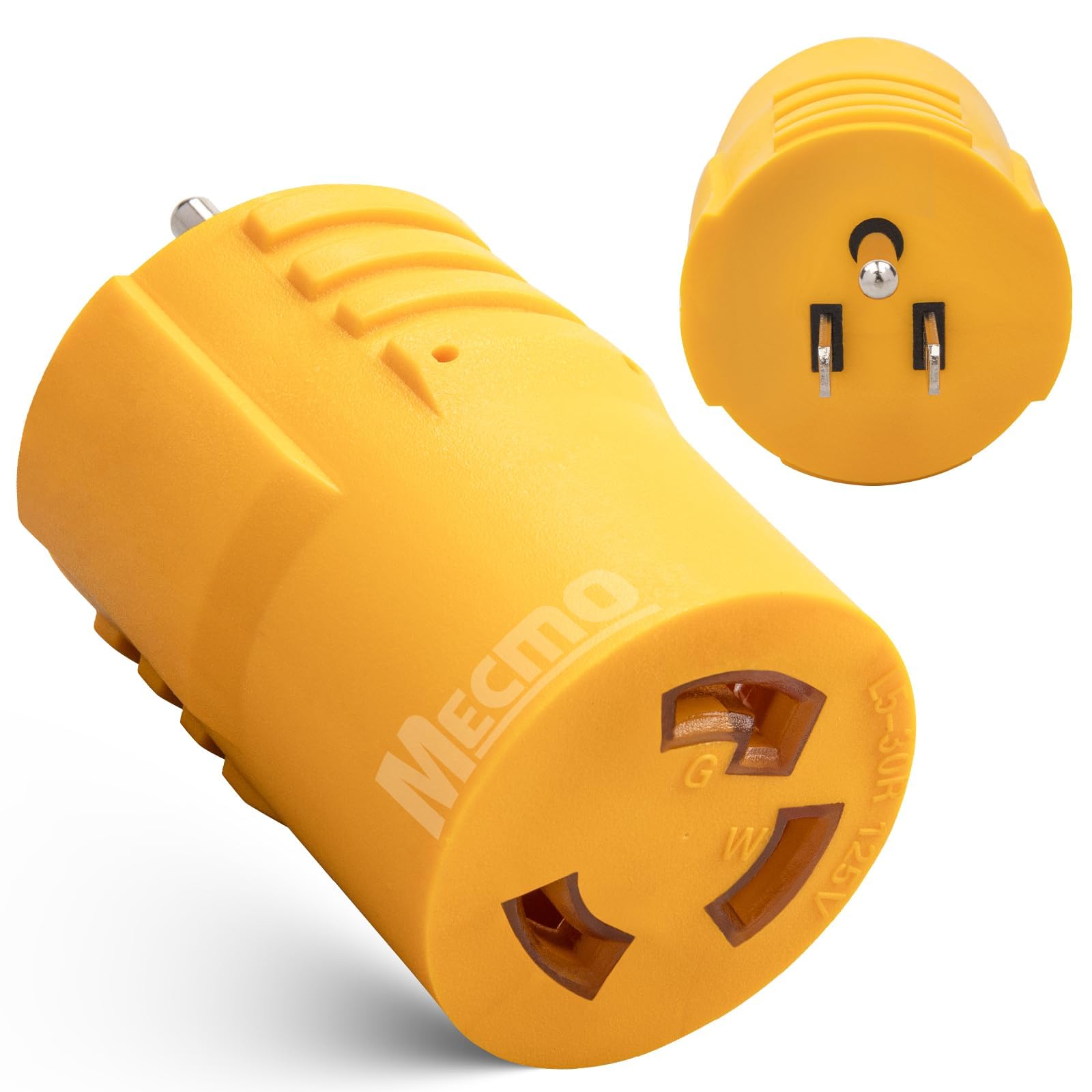 MECMO Twist-Lock 30Amp to 110 Volt RV Adapter, NEMA 5-15P to L5-30R Electrical Power Plug, 125V 1875W, 15A Household Male to 30A Twist Lock Female for 3-Prong Locking RV Camper Generator Marine