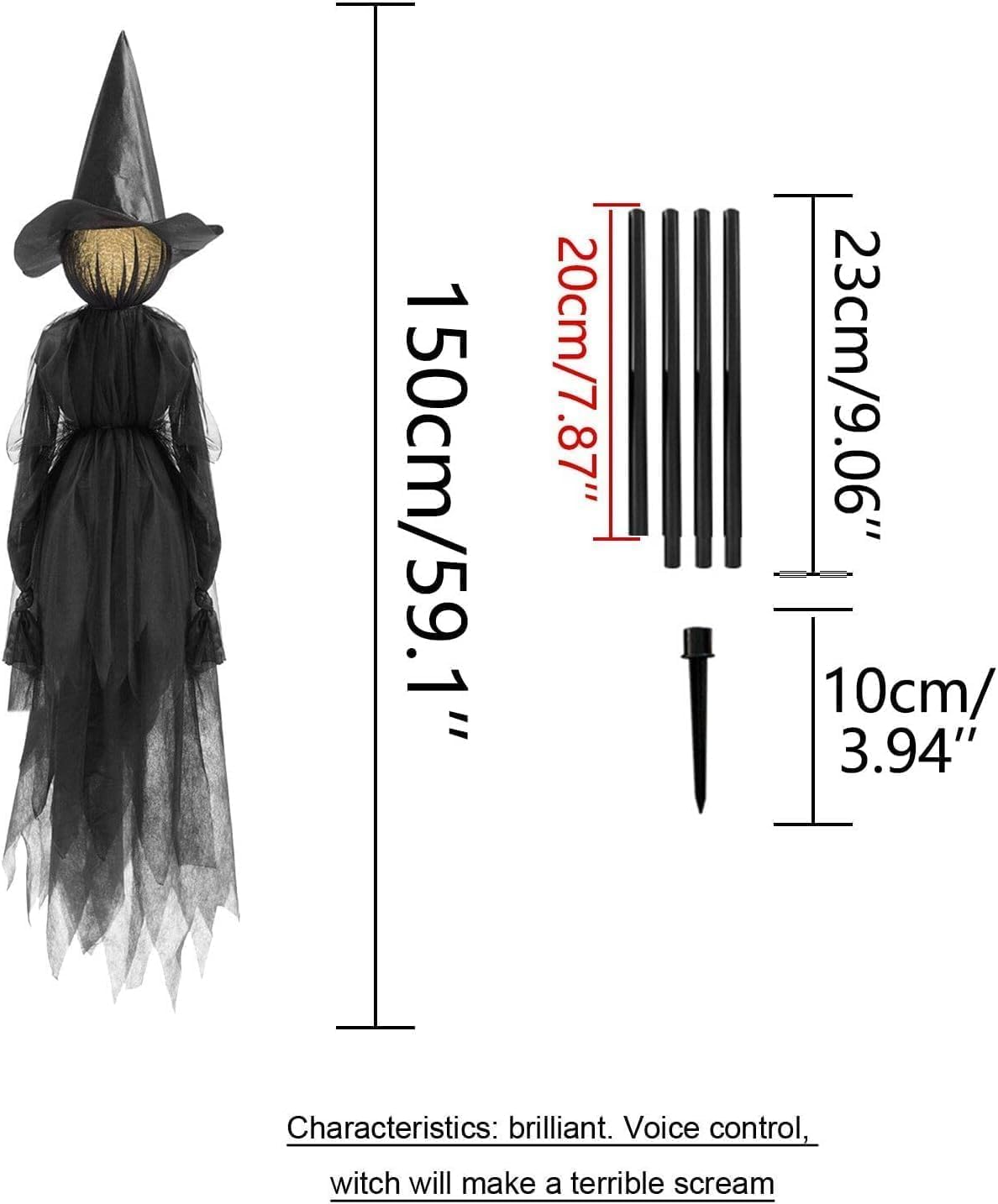 Schwebende Hexen-Deko Mit Licht & Sound - Grusel-Dekoration Für Halloween