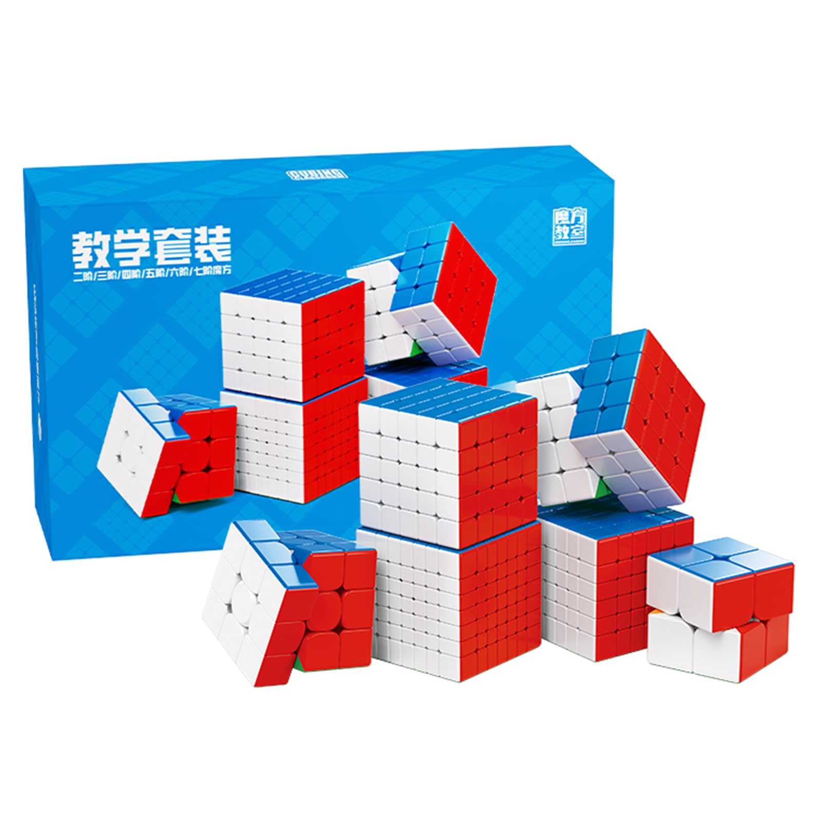 Moyu Meilong 2x2 3x3 4x4 5x5 6x6 7x7 Educational Cube Set Stickerless Speed Cubes Bundle Gift for Children Adults 6 Pack