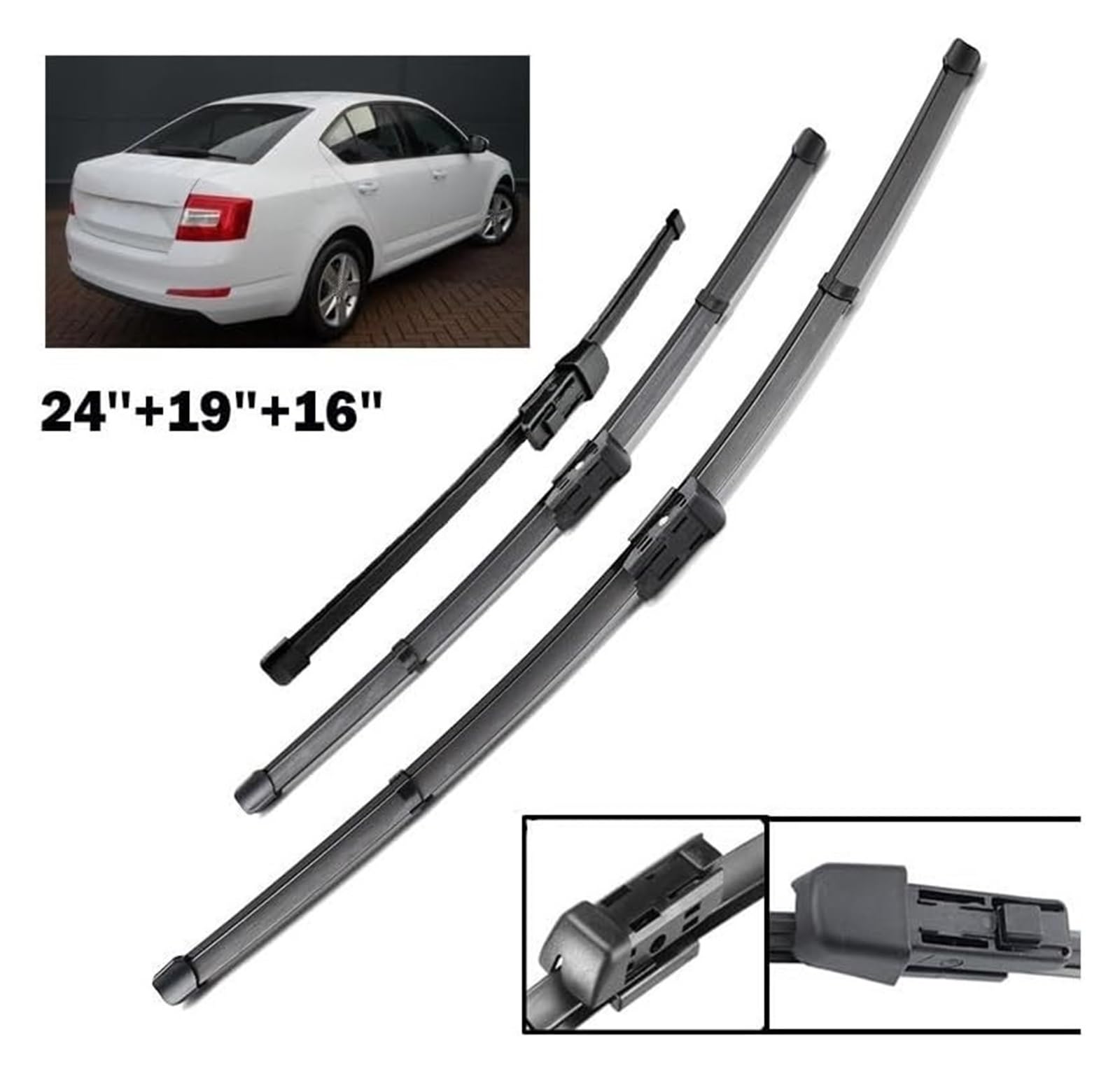 Tergilunotto Automobilistico per per Octavia 5E 2013-2017 Anteriore Lunotto Posteriore Spazzole Tergicristallo Auto Spazzole 24 "19" 16" Parabrezza-Spazzole Tergicristallo