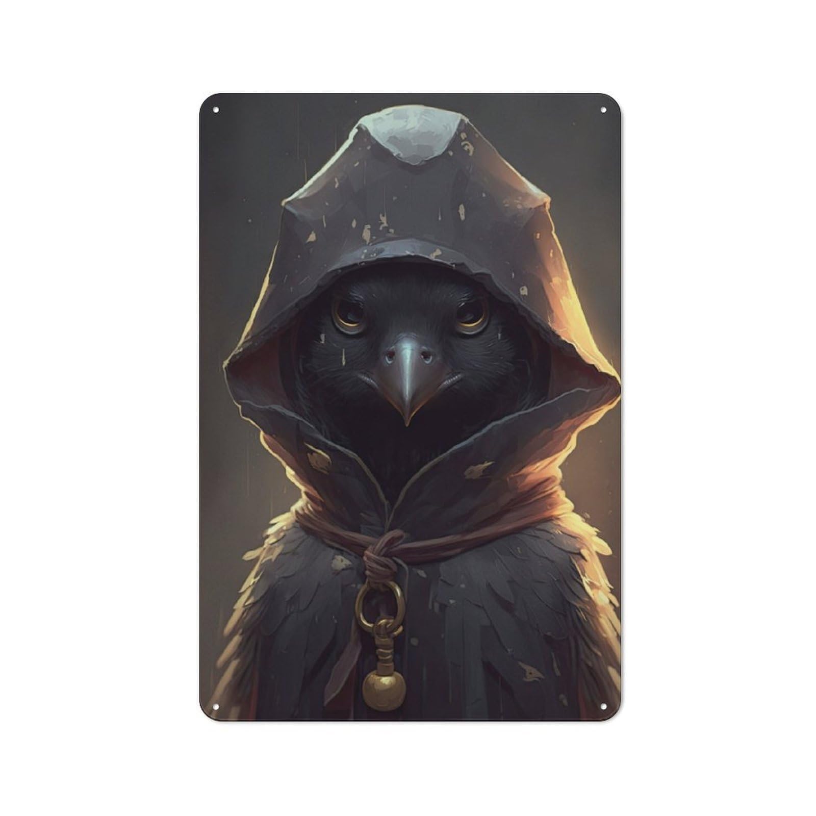 Classic Wizard The Crow Portrait Decorative Tin Plaque 30x20cm, Bar Wall Plaque for Diner, Restaurant, Shed Or Kitchen