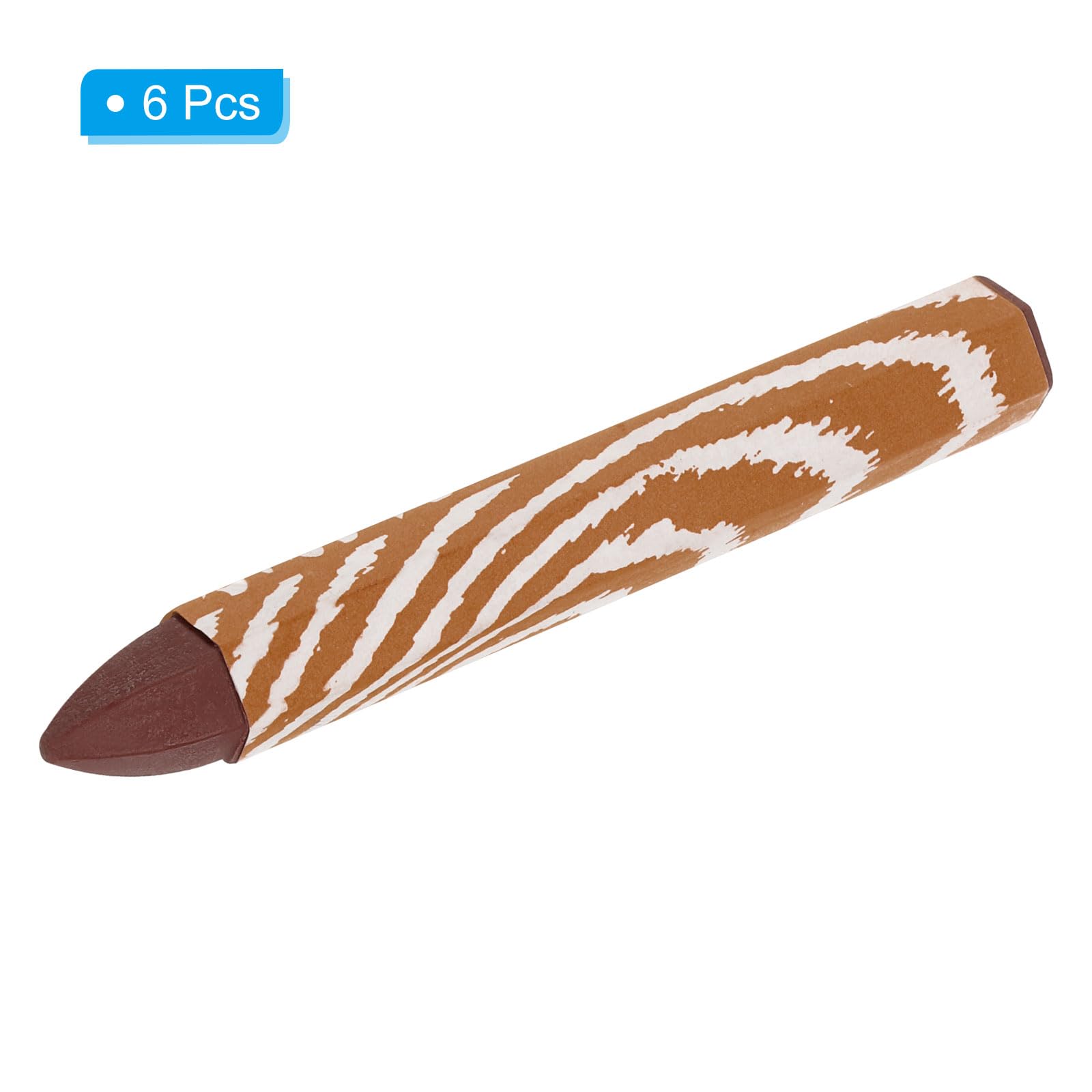 PATIKIL Lumber Marking Crayons, 6 Pack 4"x0.55" Hex Wax Tire Marker Crayons Light Brown - Image 3