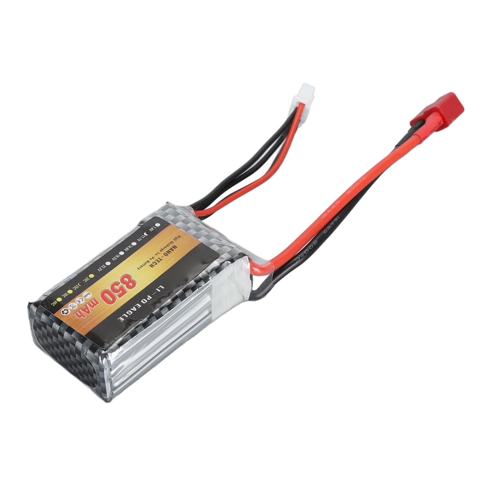 POENVFPO Batteria LiPo 850mAh 11,1 V 25C 3S, Batteria Leggera Ai Polimeri di Litio con Protezione da Sovraccarico con Spina T, per Aereo RC Drone da Corsa FPV