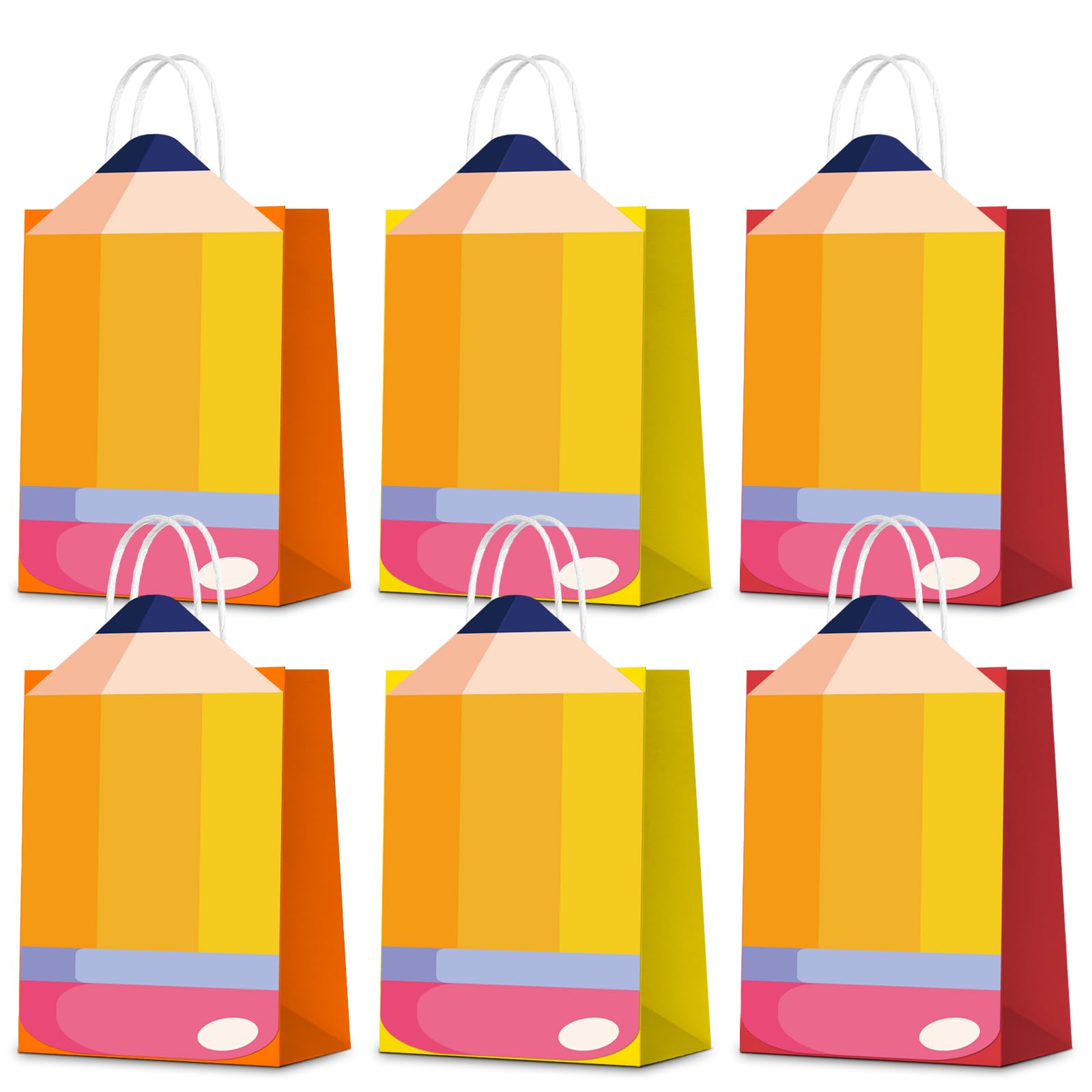 KERINGO 24 PCS Back to School Gift Bags Pencil Gift Bags with Handle Candy Goodie Boxes Teacher Gift Bag for First Day of School Supplies Birthday